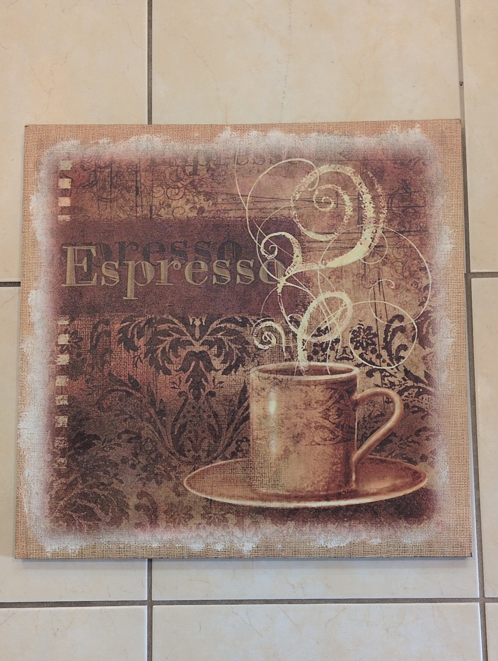 Large - Espresso Coffee Cup Wall Art Canvas - Brown